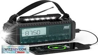 NOAA Emergency Weather Radio with Auto Alerts 5000mAh Solar Hand Crank AM FM SW