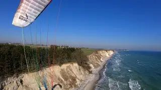 Paragliding - Hvideklint, South West M&oslash;n, Denmark - Sunny Spring Day in March - 4K