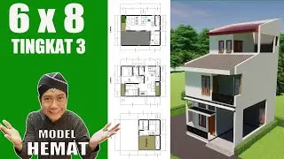 Rumah 6x8 tingkat 3,  model Hemat biaya