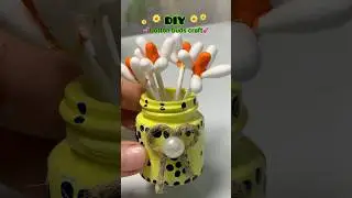 DIY cotton buds flower craft #diy #flowers #cotton #art #trending #flowercraft