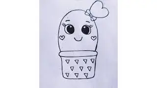 Easy Cactus Drawing II #easydrawing #stepbystep