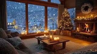 Christmas Fireplace Piano | Cozy Winter Snow, Warm Firelight & Peaceful Holiday Night Music