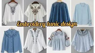 embroidery tunic top design/stylish  sleeve cotton tunic shirts top blouse designs..