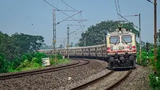 🚆 Heart-Stopping 90&deg; Curve Moment! Indian Railways Local vs Express Train Close Encounter
