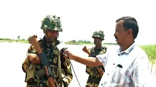 Samba:  BSF Jawans Patrolling In Knee Deep Water Along Indo Pak Border
