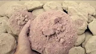 Super soft fluffy pure yellow mud dirt 🤎dry water floor crumbling crushing satisfying ASMR sounds 