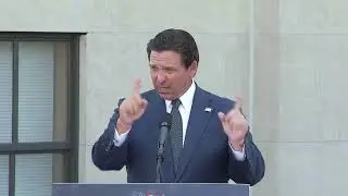 Gov. Ron DeSantis holding news conference in Apalachicola