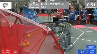 VEX Worlds 2016 - VRC Middle School - Spirit - Qual 58 (1981F 8440C) 152 vs 107 (918A 4057C)