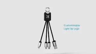 Polo | 3-in-1 Rubber & metal finish cable with light-up logo | Pragmatic Corporate Gifts