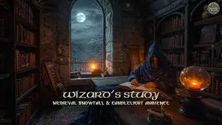 Blue Wizard&rsquo;s Study - Medieval Tower Ambience with Snowfall & Peaceful Candlelight Music