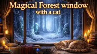 Magical Forest Window with a Cat &ndash; Cozy Fantasy Ambience for Relaxation & Sleep | 4K | No Ads