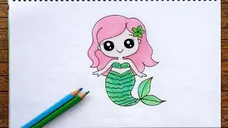 How to Draw a Cute Mermaid 🧜‍♀️✨ | Step by Step 🎨 Relaxing Art Video