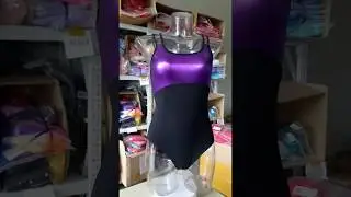 561106 Black+Purple HDW DANCE Cotton/Lycra with Metallic Fabric Spliced Double Straps Leotard