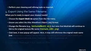 How to Correctly Export a Mesh as a .obj Using Meshlab for Textured Models