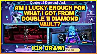 10X DRAW ON DOUBLE 11 DIAMOND VAULT | AM I LUCKY FOR WHAT I GOT? | SKINS WORTH 2500 DIAMONDS! | MLBB
