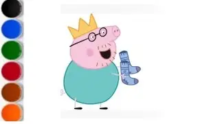 Dad peppa pig 🐖🌈❤️| step-by-step dady pig Drawing | colorful dady pig