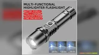 High Power XHP100 Led Flashlight Rechargeable Retractable Flashlight Digital Zoom Usb Hand Light