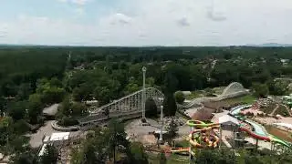 Bird's-Eye View of a Vibrant Amusement Park: Colorful Fun from Above