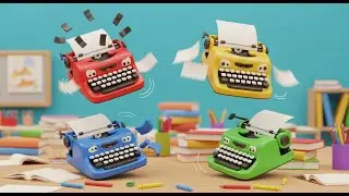 Four Little Toy Typewriters Tap Tap Tap | Musical Letters & Counting Rhyme