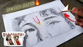 1 Matchstick Art Challenge 😱 | Krishna Ji Eyes Drawing 🦚 