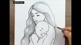 Mother and Baby Pencil Drawing - Easy Mother's Day Art - Step By Step Emotional sketch
