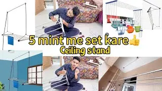 Cloth drying hanger kapda sukhane wala ceiling stand kaise setkare ! #viral #stand #pully #clothing