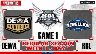 Dewa United Esports vs Rebellion Esports GAME 1 MPL ID S13 | RBL VS DEWA