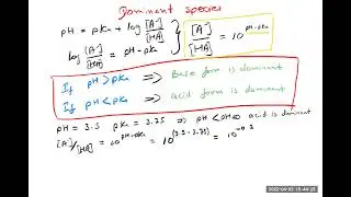 How to determine the dominant form (acid/base) at a given pH