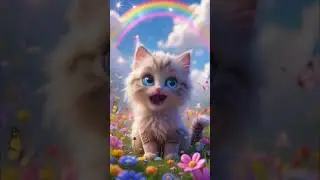 😺 Cute kitten singing 🎶 Happy facial expression 😊 Cartoon style ✨ Joyful scene 🌈
