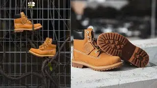 Outdoor product photography with Timberland boots