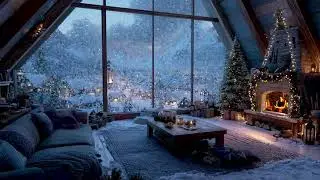 Fading Winter Chill Ambience with Quiet Snowfall Glow and Soft Music for Peaceful Night Calm