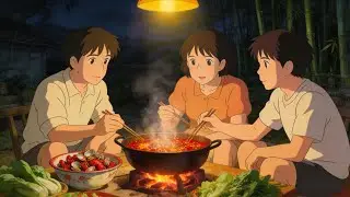 From Stream to Courtyard, A Healing Hot Pot Feast | Relaxing Ghibli Animation & Cooking ASMR