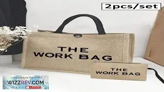 Сумка Creative THE WOEK BAG с принтом в виде букв, розово-красная, льняная, розовая.
