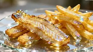 British Fish and Chips Made of Glass 🇬🇧✨ Oddly Satisfying ASMR