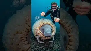 Scuba Divers Rescue Manatee Trapped in Bioluminescent Jellyfish! #rescue #animals #Wildlife