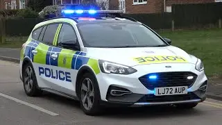 Surrey Police, Marked Ford Focus Active, Driver Training Unit (DTU), blue-light run in Guildford.