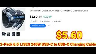 2026-01-27 2-Pack 6.6' LISEN 240W USB-C to USB-C Charging Cable