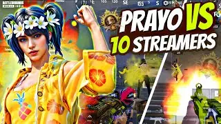 Prayo vs 10+ Streamers🔱 Prayo in Conqueror Lobby @UzuGamer #kemo #bixiop #anonygaming 