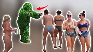 Bushman Prank. Scaring People at The Beach