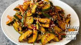 Spicy mango cucumber salad | raw mango side dish recipe | desi style spicy cucumber salad