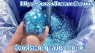 High-precision blue glitter nail polish &mdash; OEM/ODM ready.#nailpolish #cosmetics #beauty  #oemodm 