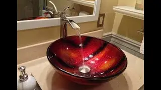 Red Hand Painted Glass Vessel Sink - NOHP-G013