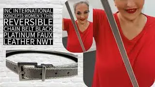 INC International Concepts Women&rsquo;s Reversible Chain Belt | Black & Platinum Thin Fashion Accessory