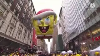 spongebob squarepants with santa hat macy thanksgiving music