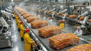 Inside the Largest Crispy Pork Belly Factory   From Pig Skin To Pork Crackling