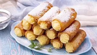 Crunchy cannoli with custard cream: a sweet treat ready in no-time!