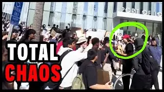 Los Angeles RIOTS Erupt On MAGA Patriot!!