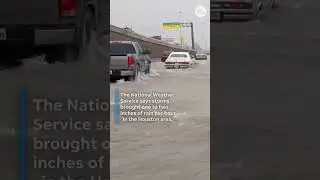 Heavy downpours flooded streets and stranded cars in the Houston area #Shorts