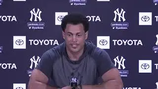 Giancarlo Stanton before the Yankees first intrasquad game