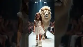 The girl walks with poise, and the lion moves in perfect harmony#viralvideo #baby #natal#crian&ccedil;as